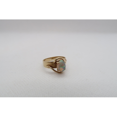 223 - A 9ct yellow gold (hallmarked) and opal ring size I/J - approx weight 3 grams