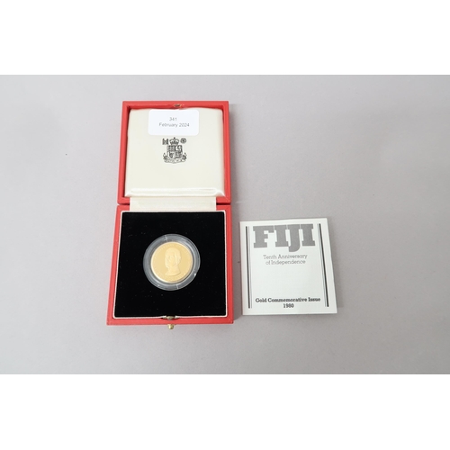 341 - Royal Mint 1980 gold proof coin commemorating 10th anniversary of Independence - 22ct, 15.98g - boxe... 