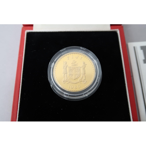 341 - Royal Mint 1980 gold proof coin commemorating 10th anniversary of Independence - 22ct, 15.98g - boxe... 