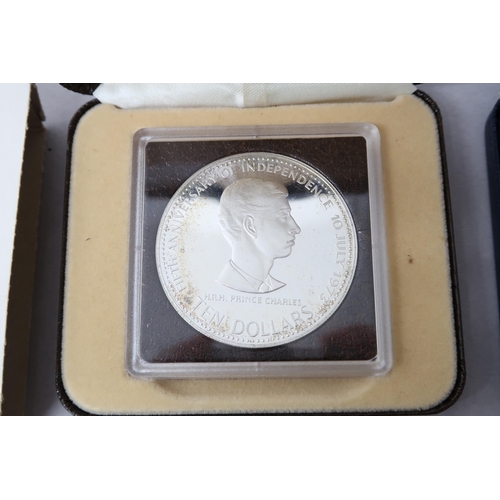 344 - Two silver proof coins - 1978 Bahamas $10, 1979 Turks & Caicos islands $10 - both boxed with COA