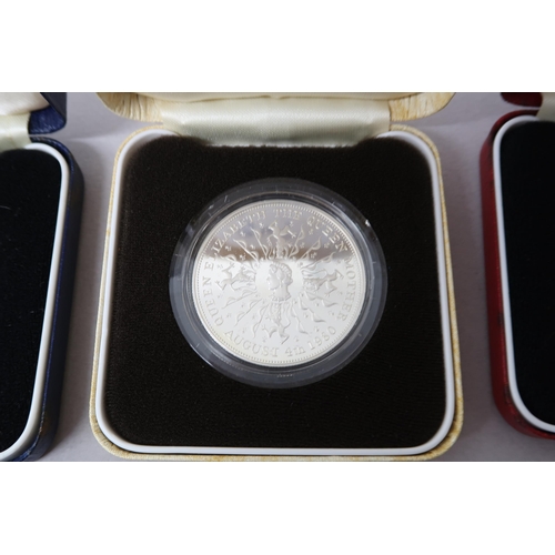 345 - Six Royal Mint silver proof coins - Three 1980 Queen Mother 80th Birthday, two 1977 QEII Silver Jubi... 