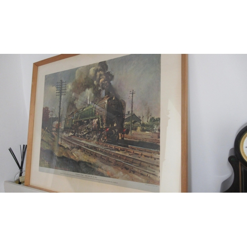 476 - A Terence Cuneo signed print of Evening Star stamped James Haworth & Brother Ltd 94cm x 76cm