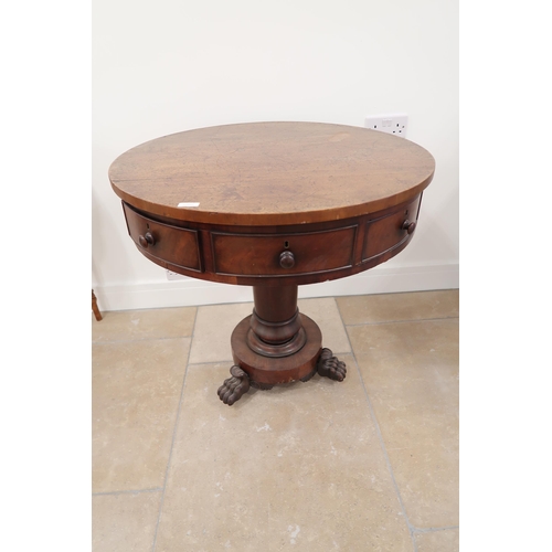 523 - A 19th century mahogany drum table for restoration, three drawers and three dummy drawers - 76cm dia... 