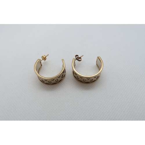 230 - A pair of 9ct yellow gold earrings - 2.5cm - weight approx 11.9 grams