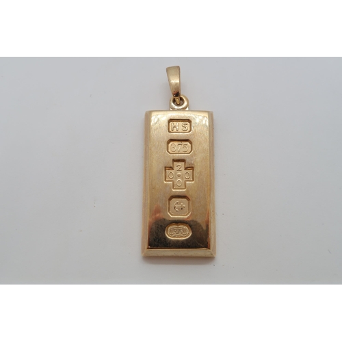 112 - A 9ct yellow gold Ingot 1oz pendant - total weight approx 33.1 grams