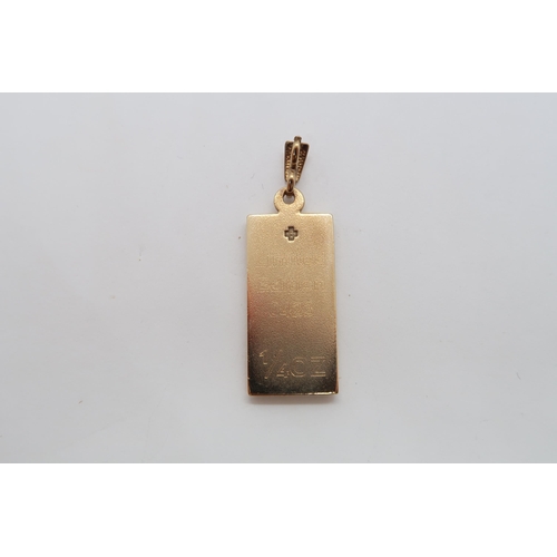 113 - A 9ct yellow gold 1/4oz Ingot pendant with diamond - total weight approx 8.1 grams