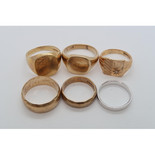 119 - Six 9ct (hallmarked) rings, various - approx weight 28.6 grams