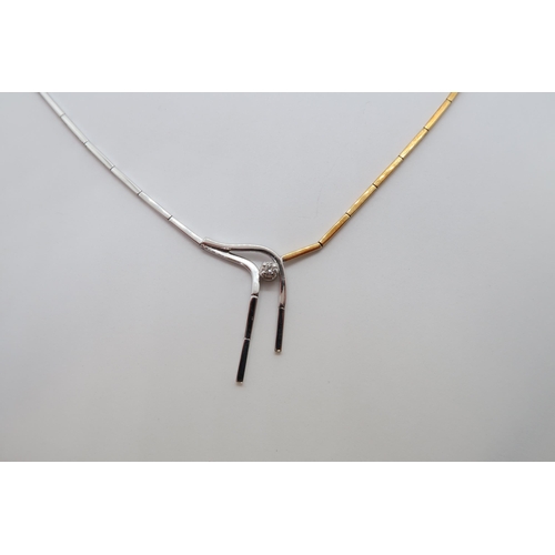 148 - An 18ct hallmarked bi-colour gold necklace set with diamond, approx 42cm long, approx 10.2 grams