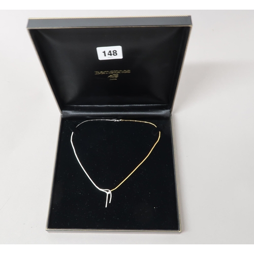 148 - An 18ct hallmarked bi-colour gold necklace set with diamond, approx 42cm long, approx 10.2 grams