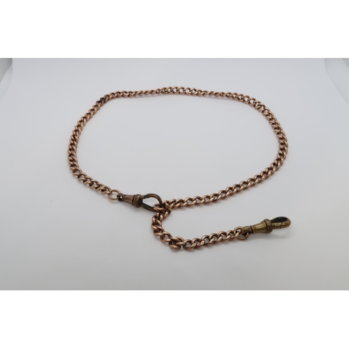 154 - An approx 9ct (tested) red gold Albert link watch chain, approx 41cm long, clasp not gold, total wei... 