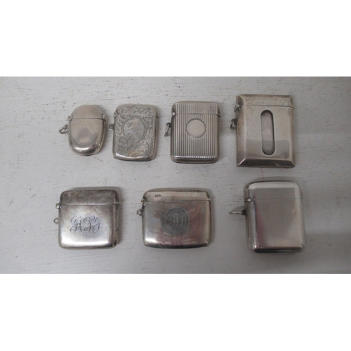 219 - Seven silver vesta cases, various, late 19th, early 20th century - approx total weight 8.3 troy oz