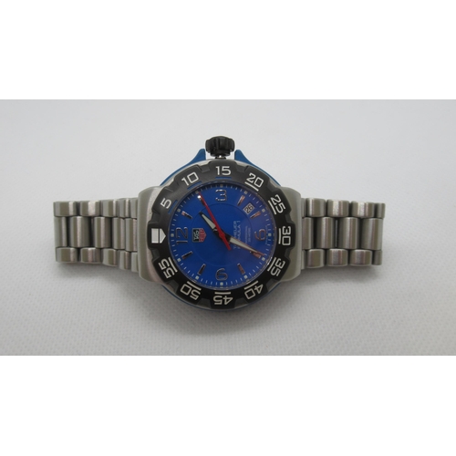 253 - A Tag Heuer Formula 1 quartz gents bracelet wristwatch with blue dial model WAC 1112 serial SF6825 w... 