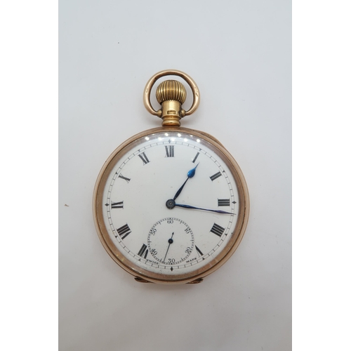 255 - A Zenith 9ct rose gold (hallmarked)double cased open face pocket watch with seconds sub dial - case ... 