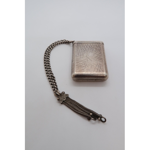 261 - A silver Vertex purse watch, 4cm x 3cm, with silver (tested), tasel chain, not currently working