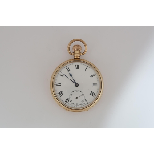 268 - A 9ct hallmarked red gold double cased open face pocket watch, approx 5cm diameter, working in saler... 