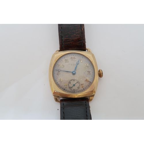 273A - A circa 1920's 9ct gold cased Waltham manual wind wristwatch - case 27mm - with seconds sub dial - w... 