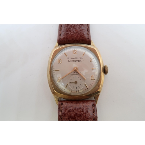 277A - A gents 9ct gold cased manual wind H. Samuel Minster wristwatch - case 28mm - with seconds sub dial ... 