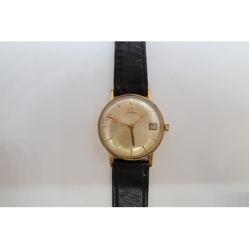 278A - A gents Omega manual wind gold plated wristwatch - case 32mm - with date aperture - working in the s... 