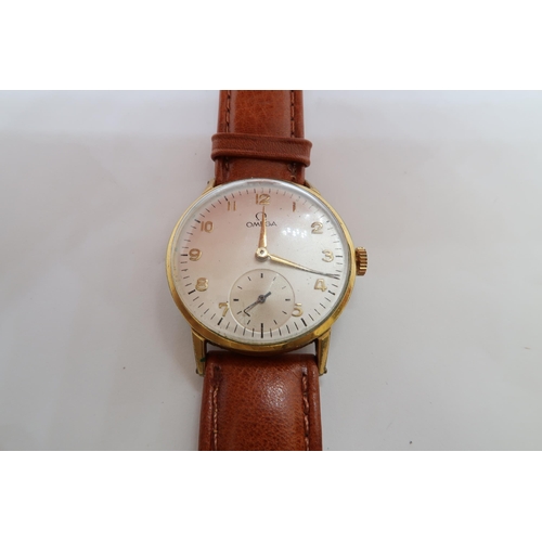 280A - A gents Omega gold plated manual wind wristwatch - case 33mm - with seconds sub dial - working in th... 