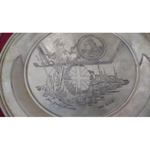 294 - A QEII Commemorative silver plate Roberts & Dore Ltd, Birmingham 1972 designed by John Spencer Churc... 