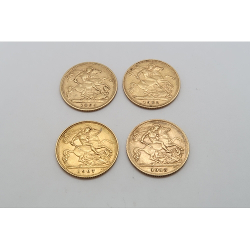 325 - Four gold half sovereigns - 1894, 1902, 1907 & 1913