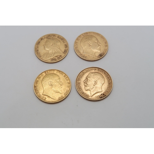 325 - Four gold half sovereigns - 1894, 1902, 1907 & 1913