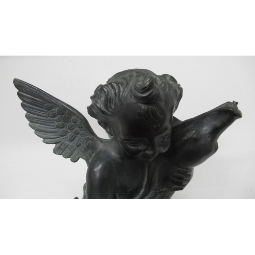 351 - After Andrea del Verrocchio (Italian, 1435-1488): A patinated bronze figural fountain of a winged pu... 