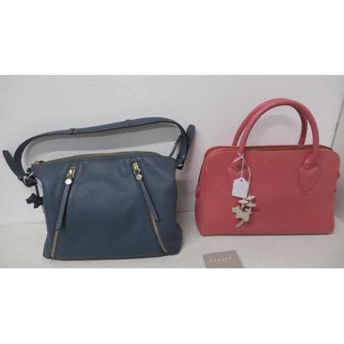 356 - A Radley Fountain Road medium leather zip top shoulder bag, petrol blue and one Radley Fountain Road... 