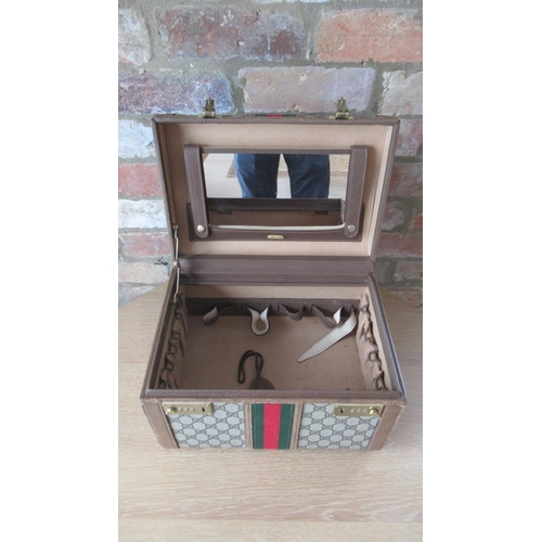 364 - A vintage Gucci vanity case with Gucci monogram throughout with leather fittings - 32cm x 23cm x 22c... 