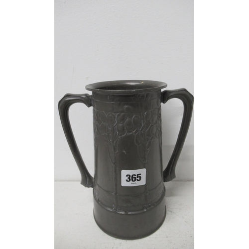 365 - A Liberty's Arts and Craft Tudric two handles tankard 'For old times sake', 20cm high