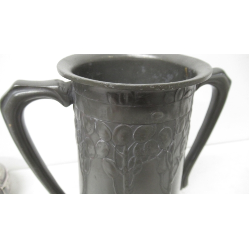 365 - A Liberty's Arts and Craft Tudric two handles tankard 'For old times sake', 20cm high