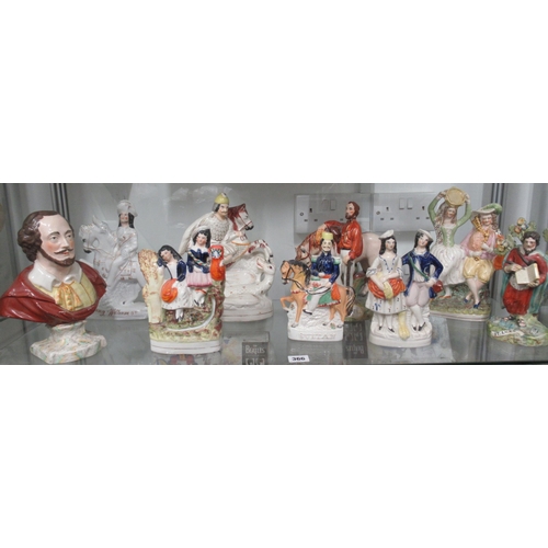 366 - Nine Staffordshire figures, all with some wear