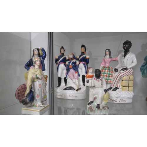 368 - Twelve assorted Staffordshire and other flat back figures