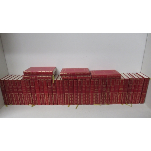 369 - A set of 40 red leather bound hard back Agatha Christie novels with illustrations by Heron Books