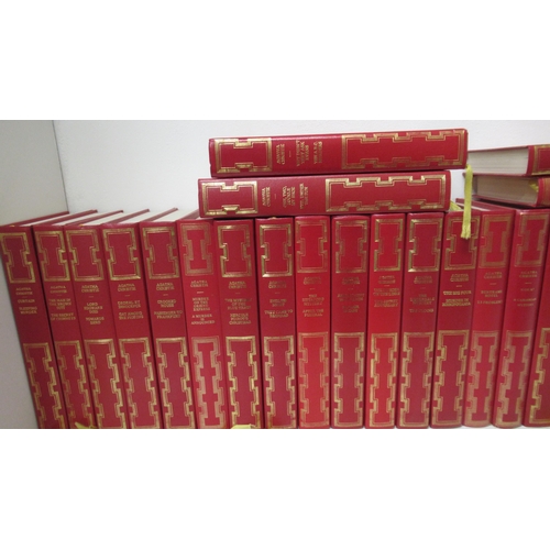 369 - A set of 40 red leather bound hard back Agatha Christie novels with illustrations by Heron Books