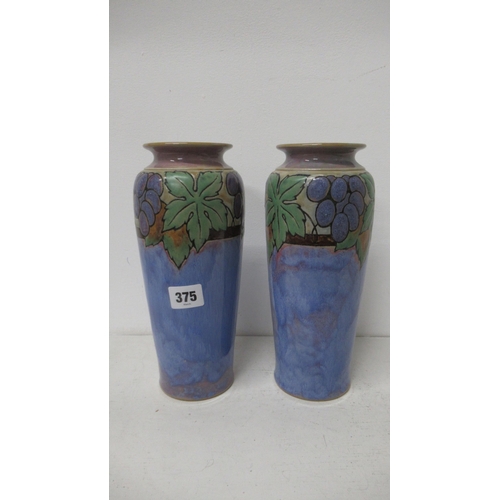 375 - A pair of Royal Doulton Lambeth vases - 25cm