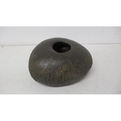 379 - A studio potter 'pebble' vase, 14cm x 12cm, signed