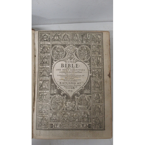 389A - Bible: Old and New Testament printed 1615, Robert Barker, London, 23cm x 17cm