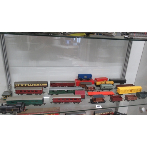 460 - Assorted Hornby Tri-ang model railway wagons, 1 x engine, trucks, signalling etc.