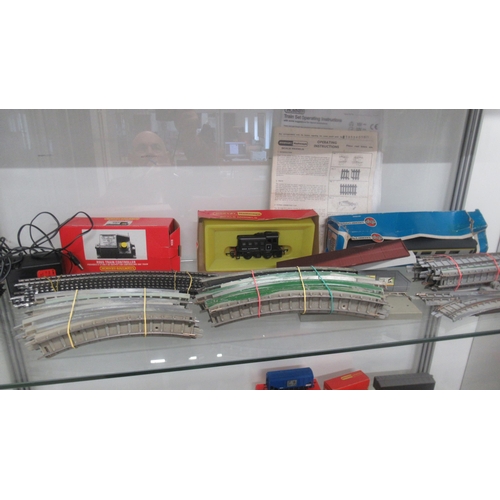 460 - Assorted Hornby Tri-ang model railway wagons, 1 x engine, trucks, signalling etc.