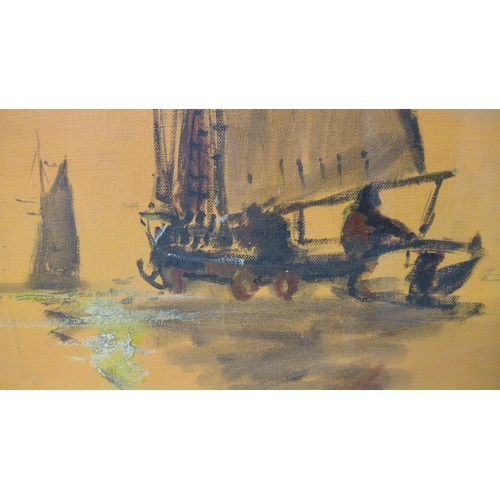 476 - Vic Ellis, Oil on Canvas, Ships & Sea, signed bottom right, frames - 59cm x 49cm