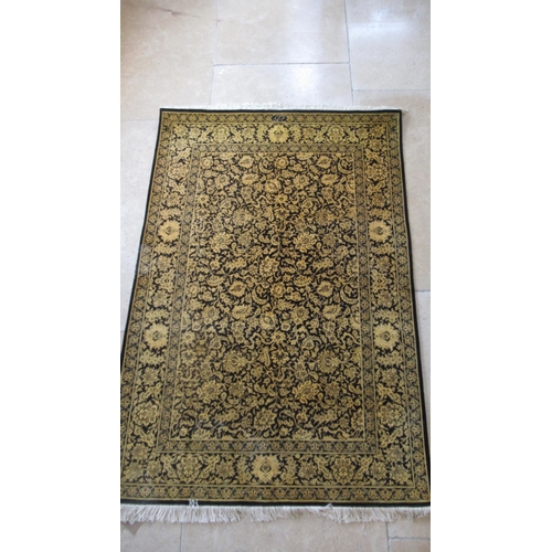 484 - A hand woven Qoom silk in black and yellow - 145cm x 100cm - with certificate