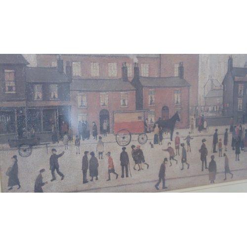 496 - A signed Lowry print signed LS Lowry 1928, 85cm wide x 70cm high