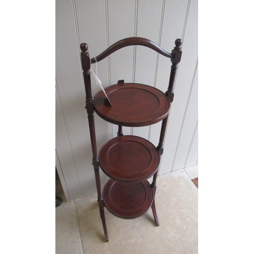 509 - A circa 1900's mahogany and line inlaid three tier cake stand - ideal as an indoor plant stand - goo... 