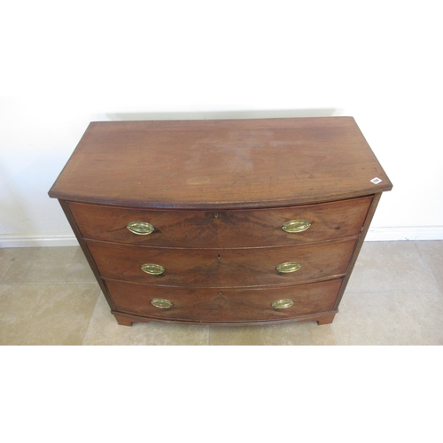 530 - A Georgian mahogany three drawer bowfront chest of drawers, 110cm wide x 86cm high