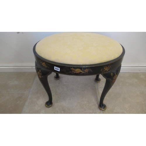 534 - An oval chinoiserie stool on cabriole legs