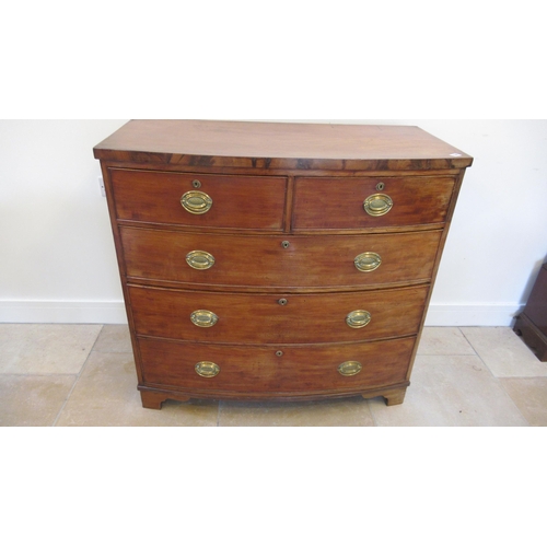 538 - A 19th century mahogany bow fronted chest of drawers on bracket feet, 106cm wide x 100cm high