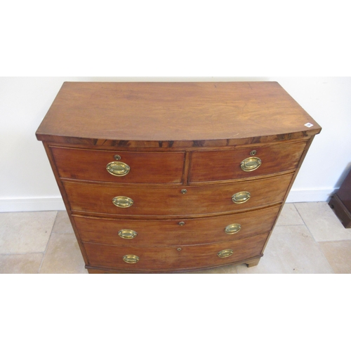 538 - A 19th century mahogany bow fronted chest of drawers on bracket feet, 106cm wide x 100cm high