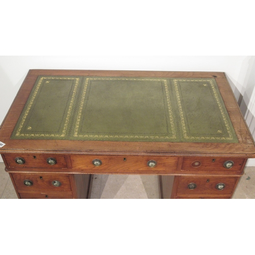 541 - A 19th century mahogany 9 drawer twin pedestal desk with a leather inset top, 105cm wide x 72cm high... 