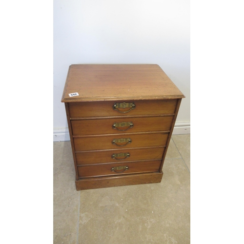 542 - An early 20th century bank of filing drawers, 53cm high x 44cm wide x 35cm deep